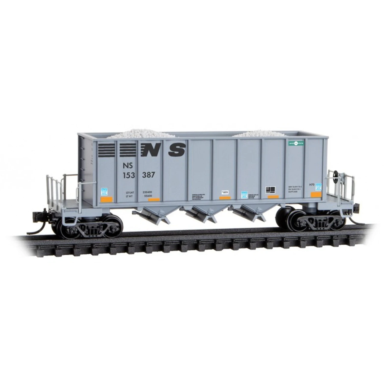 Micro-Trains Line 12500152 - 43' Rapid Discharge Hopper Norfolk Southern (NS) 153387 - N Scale