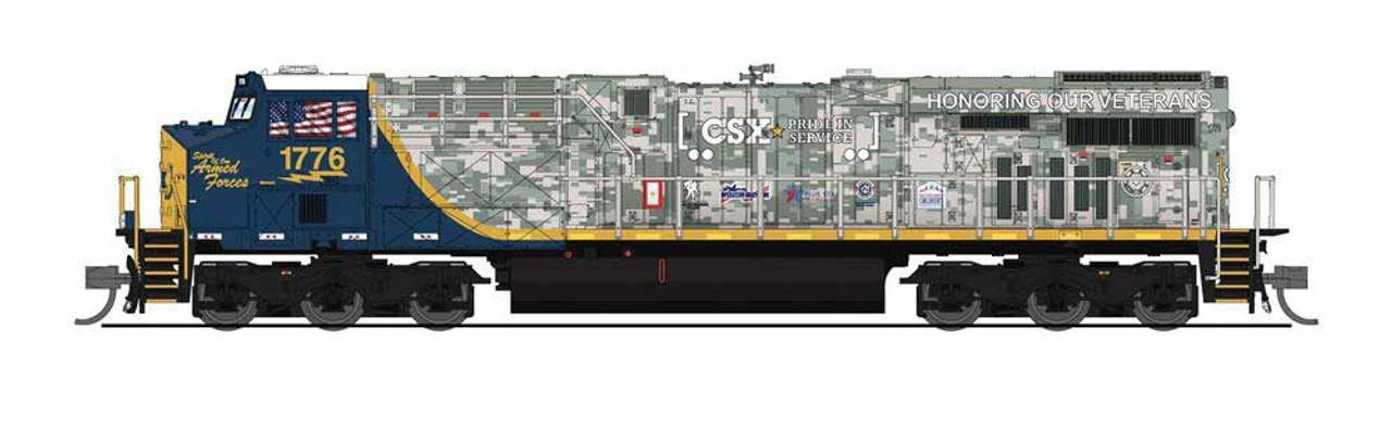 Broadway Limited 7292 - GE ES44AC W/ Paragon4 Sound/DC/DCC CSXT "SPIRIT OF OUR ARMED FORCES" #1776 - N Scale