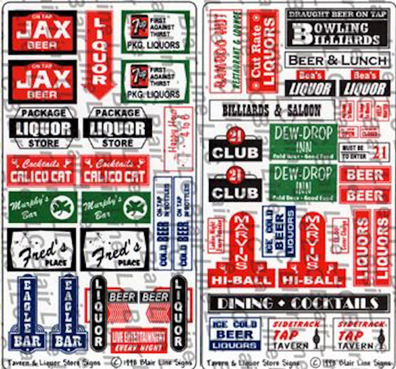 Blair Line 059 - Tavern And Liquor Store Signs - N Scale