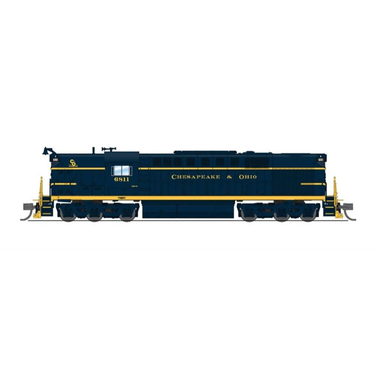 Broadway Limited 6629 - ALCO RSD-7 W/ Paragon4 Sound/DC/DCC Chesapeake & Ohio (C&O) 6811 - N Scale
