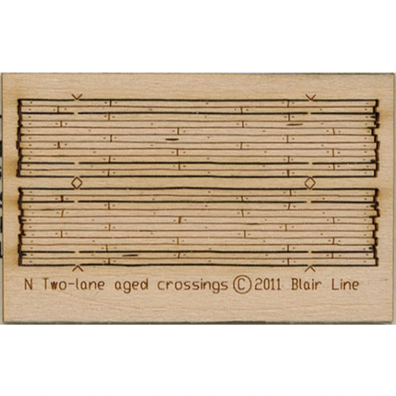 Blair Line 020 - Wood Grade Crossing - Kit -- Laser-Cut Wood Kit - Rough-Cut Two Lane Pkg(2) 1-13/16" Long - N Scale Kit
