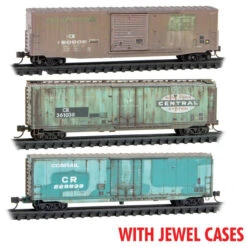 Micro-Trains Line 98305041 - 50' Standard Boxcar WEATHERED JEWEL 3-PACK Conrail (CR) 160005, 361038, 229938 - N Scale