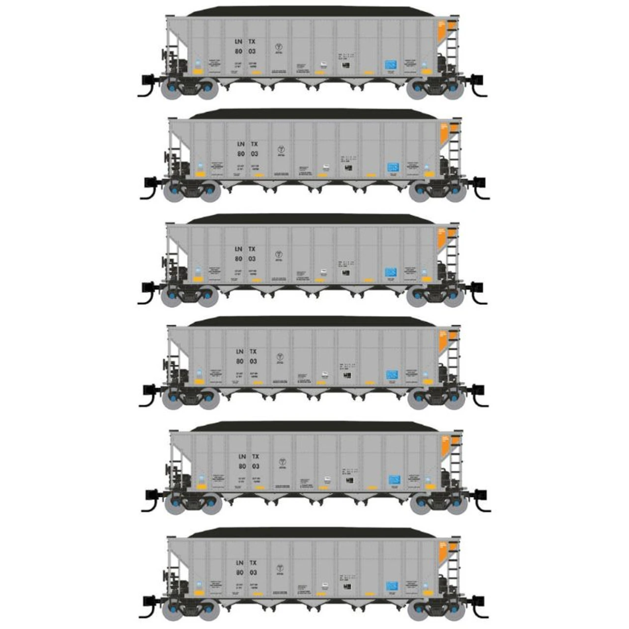 Rapido 538035 - Autoflood III Coal Hopper (6 Car Set) Alliant Energy (LNTX) - N Scale